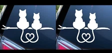 Cat Love Heart - White Vinyl Graphic Car Truck Windows Decal Sticker