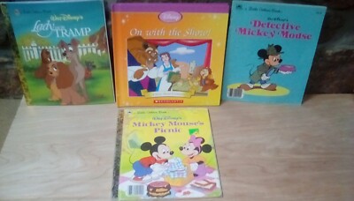 Disney 4 Book Set of Children's Books:  Lady & The Tramp, Mickey's Picnic,...
