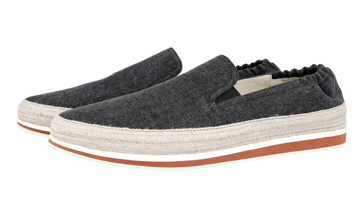 AUTH LUXURY PRADA ESPADRILLES SHOES 4D2363 GREY DENIM NEW US 11 EU 44 44 5