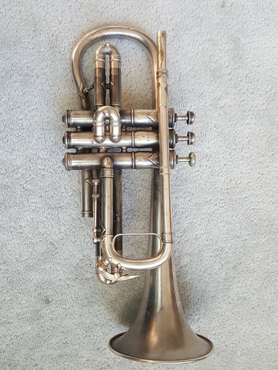 VINTAGE COLUMBIA SILVER PLATED HARRY B JAY COLUMBIA CORNET/TRUMPET