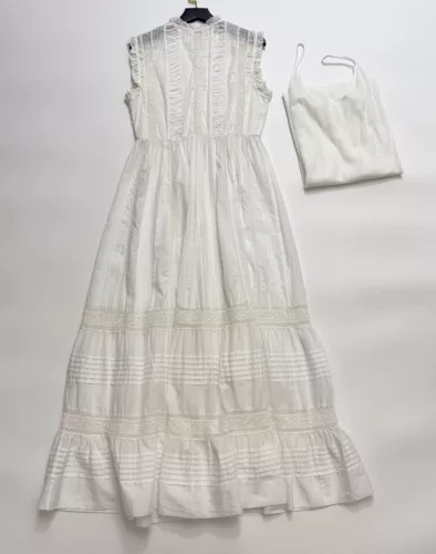 Woman DOE Cotton Sleeveless Lace Midi Dress White - Imagen 5 de 6