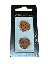 DILL BUTTONS Wood Engraved Hearts #1052 ~ 3/4" (20mm) | 2 Pack