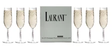 LAURANT Crystal Clear Plastic Champagne Flutes 6.25 oz. oz Set of 6 BPA Free
