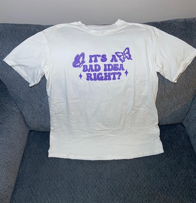 It's a Bad Idea Right? Music Shirt Womens Medium White Cotton Short Sleeve Tee