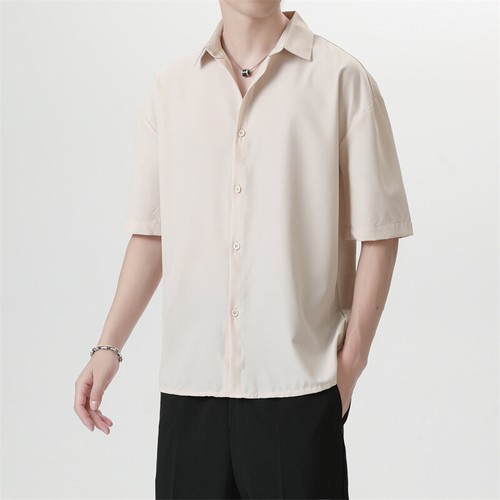 Sommer Herren Eis Seide Knopf Shirts Lose Freizeit Tops Kurzarm Strand Party - Bild 1 von 19