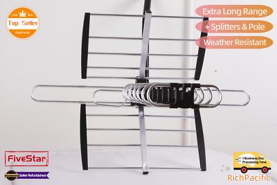 Outdoor HDTV Digital Antenna 2025 Amplified 4K HD 1080P VHF UHF FM Long