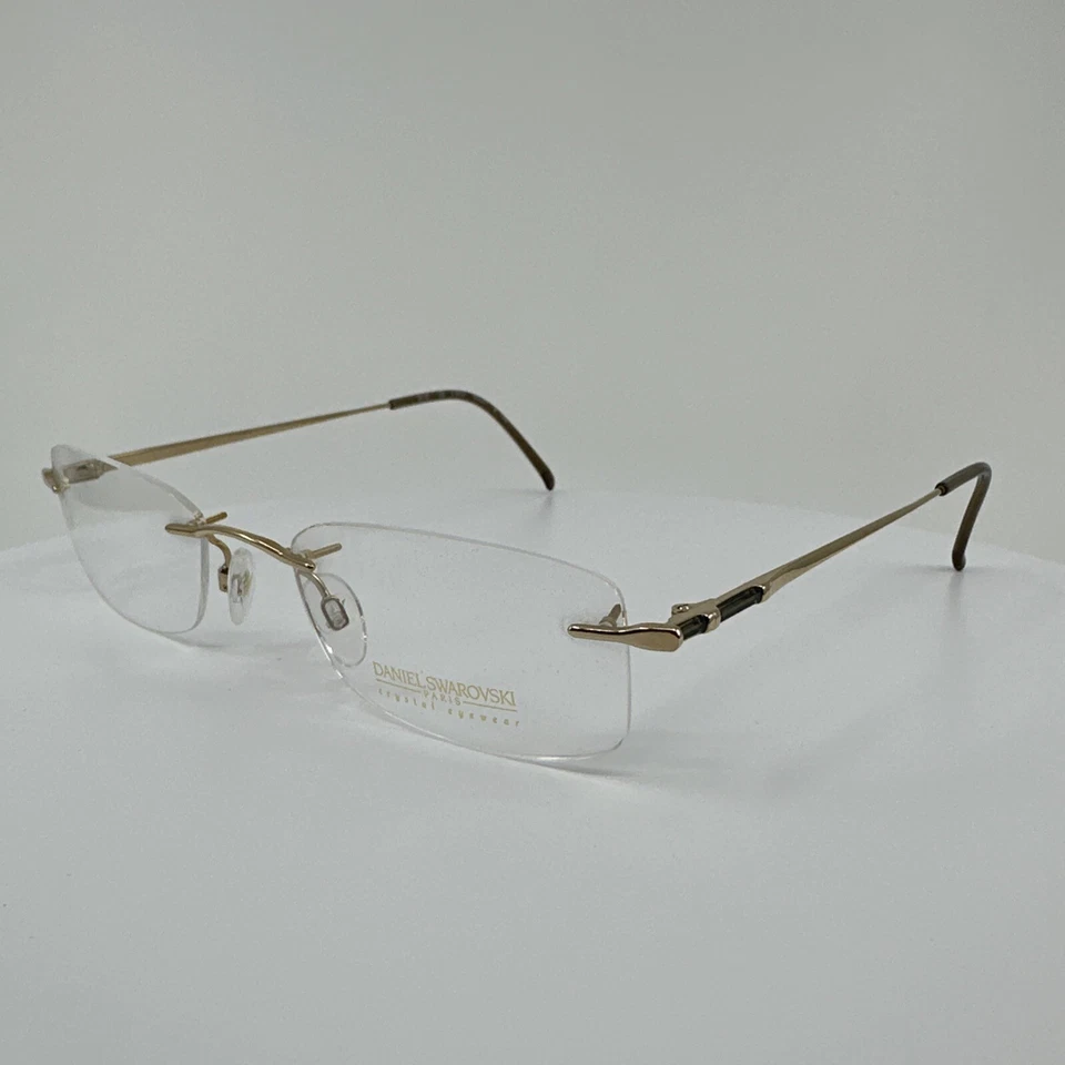 全新 复古 Daniel Swarovski S 112 无框眼镜 23KT GP 水晶奥地利 — 第 2/4 张图片
