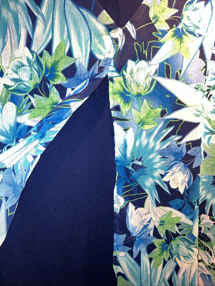 89th & Madison Flowy Lined Tank Top  Women's 2X Blue Watercolor Floral Feminine - Image 2 of 4