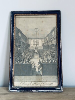 Antiker Kupferstich - Ein Blick ins Unterhaus um 1755 | Benj. Cole
