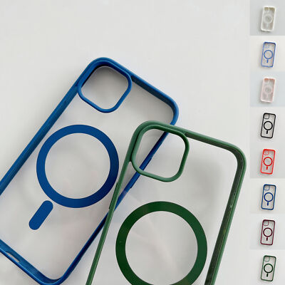 For iPhone 15 14 Plus 13 Pro 12 Frosted Acrylic Magsafe Clear Slim Phone Case