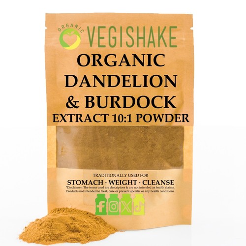Organic Dandelion and Burdock Root Powder Extracts 10:1 UK British Supplements - Picture 3 of 13
