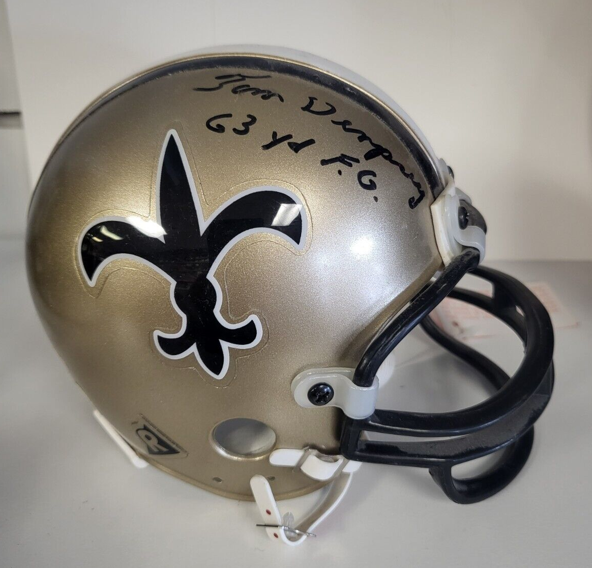 TOM DEMPSEY 63 YD F.G. NEW ORLEANS SAINTS SIGNED AUTOGRAPH MINI