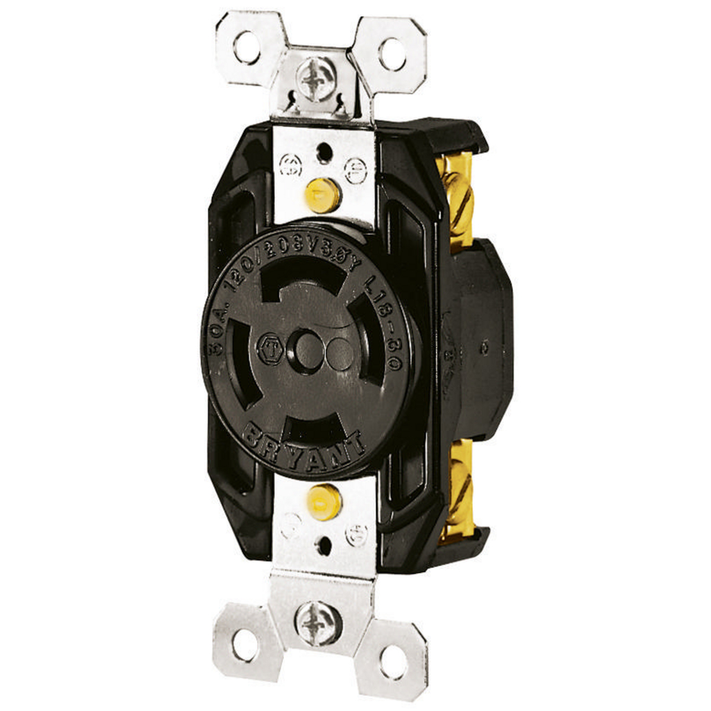 Bryant 71830FR 30 Amp 120/208 VAC 3-Phase NEMA L18-30 Black Nylon