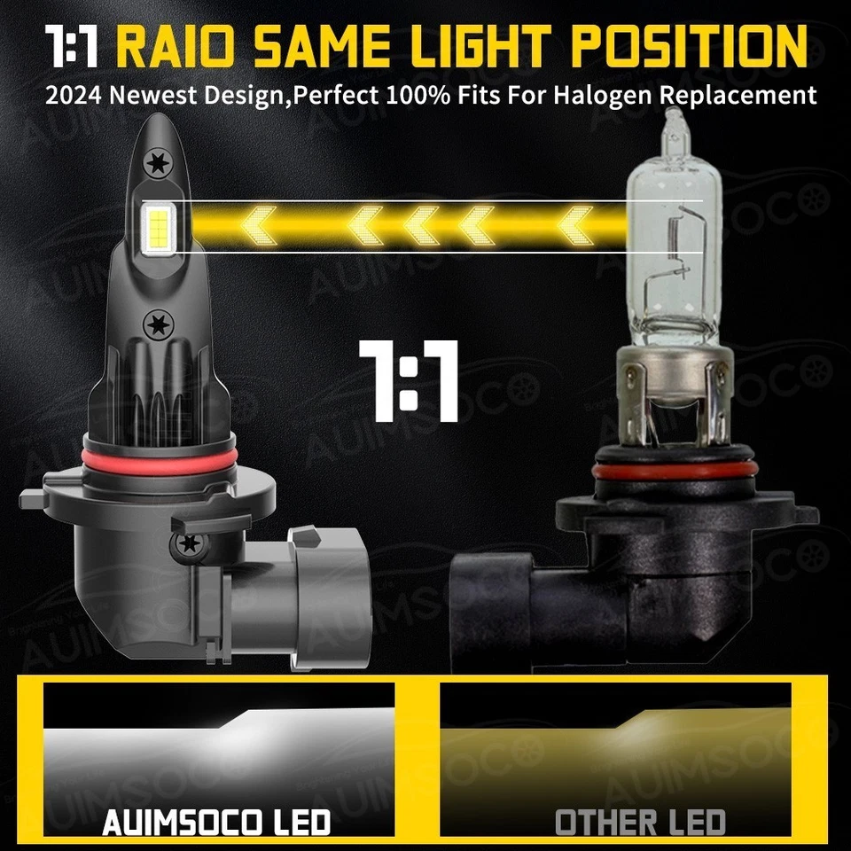 For 1993-1999 Chevrolet C1500 C2500 Suburban Hi Lo Beam LED Headlight Fog Bulbs - Image 3 of 4