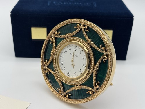 FABERGE IMPERIAL COLLECTION ROUND GREEN ENAMEL DESK CLOCK 100% GENUINE RP $1050 - Picture 12 of 12