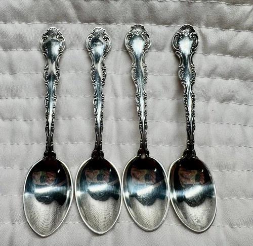 Sterling Gorham Co. "Strasbourg" Pattern Demitasse Spoons Set of 4 - No Mono