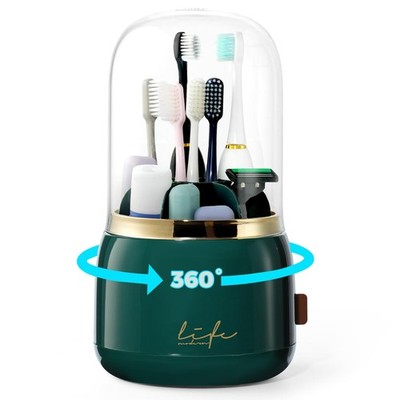 Toothbrush Holders for Bathrooms, Rotating 7 Slots Toothbrush Holder with Cov...