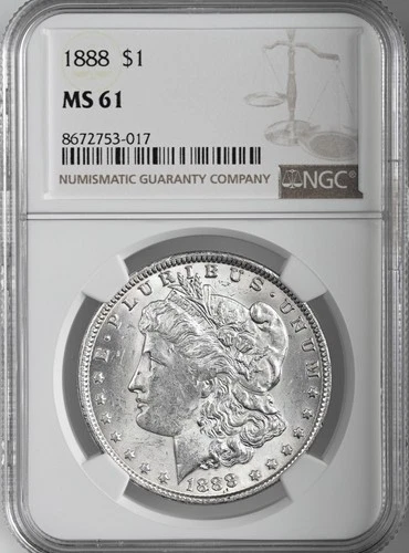 1888-P  $1  MORGAN SILVER DOLLAR  "PHILADELPHIA MINT"  NGC MS61 #8672753-017