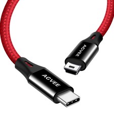 AGVEE 3.3ft USB-C to Mini USB Cable, Braided Durable Mini-B 5-Pin 3.3ft, Red