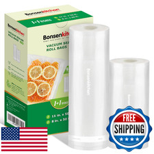 Bonsenkitchen Vacuum Sealer Bags Rolls 11" & 8" x 50ft Food Sealer BPA-Free