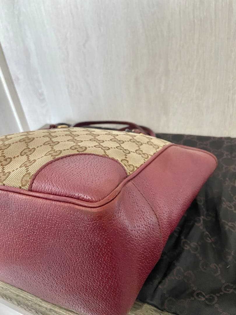 GUCCI Handbag Interlocking GG Pattern Canvas Leather Red — image 13