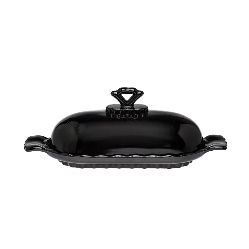Stick Butter Dish Black Anna Collection by Mosser Glass USA