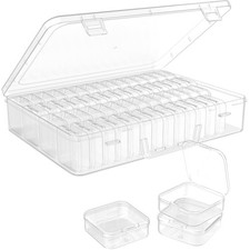 Portable Bead Organizer, 60Pcs Small Clear Storage Boxes with Hinged Lid and ...