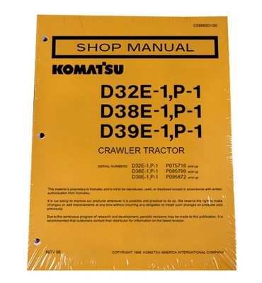 Komatsu D32E-1 D32P-1 D38E-1 D38P-1 D39E-1 D39P-1 Service Manual PN #cebd003100