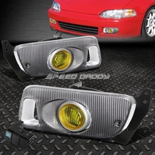 FOR 92-95 HONDA CIVIC 2DR/3DR AMBER LENS BUMPER FOG LIGHT LAMPS W/BEZEL SWITCH