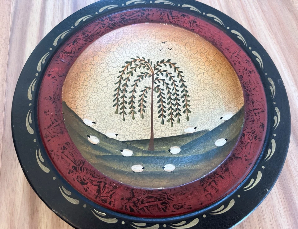 Kennedy's Country Collection Hand Tole Painted 10” Wood Bowl Plate Home Decor - Image 2 of 4