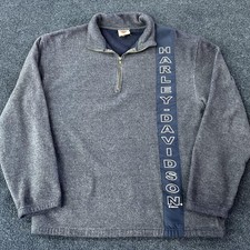 Harley-Davidson Sweater Mens Medium Blue Quarter Zip Fleece Pullover RK Stratman