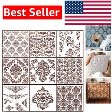Versatile 12-Inch Damask Stencils - Perfect for Walls, Fabrics, and More 