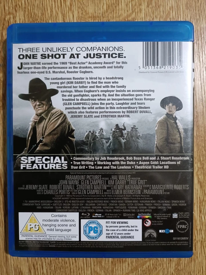 True Grit (1969) [Blu-ray][Region Free] - DVD John Wayne Glen Campbell Western  - Image 3 of 3