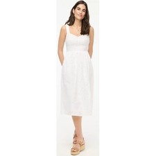 J. Crew White Eyelet Cotton Broderie Fit and Flare Midi Dress Size 2 NWT $128