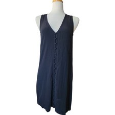 Madewell Heather Button Front Tank V Neck Sleeveless Dress Black Women's Size XS