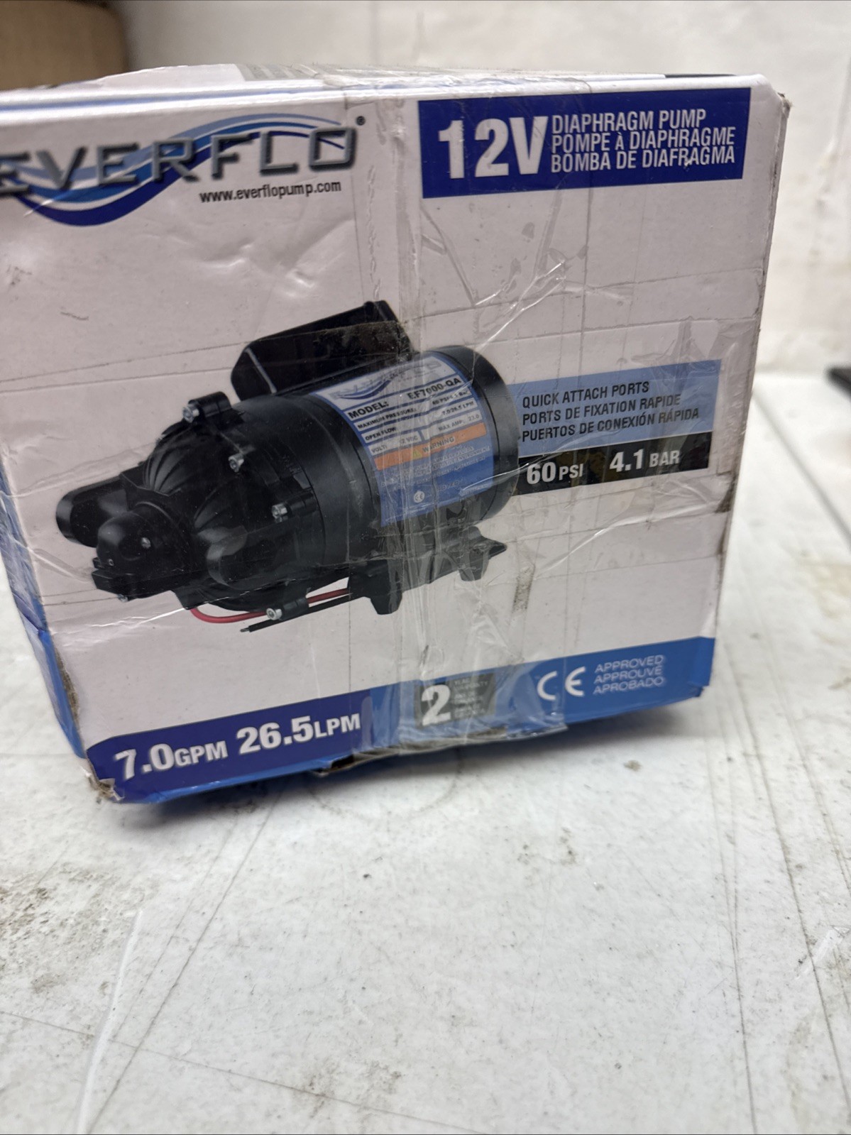 Everflo Ef7000-Qa-Box Sprayer Pump, Inlet/Outlet 3/4" Qc