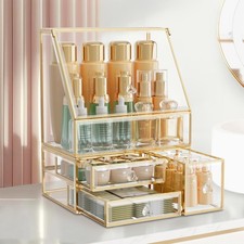 Makeup Organizer for Vanity, Clear Makeup Organizer with Drawer, Skincare Hol...