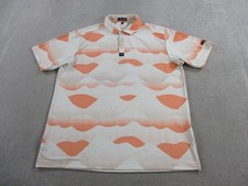 Bad Birdie Polo Shirt Mens XL White Orange Golf Performance Abstract Print Flex