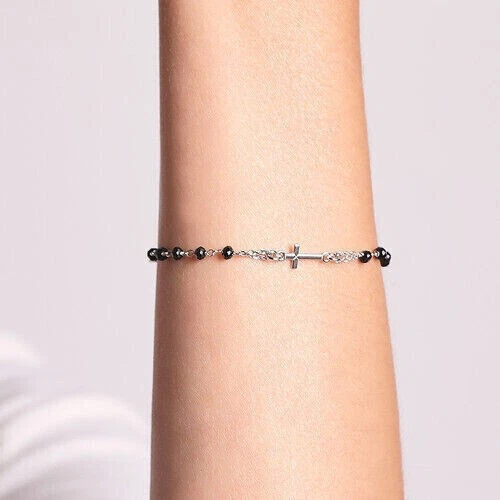 Bracciale Rosario Donna Amen BROBN3 Argento 925 Cristalli Neri Raffinato - Immagine 2 di 3