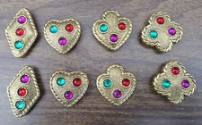 Vtg 1980s Diane Von Furstenberg Gold Jeweled Button Covers Playing Card Suit