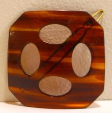 Vintage Girls Barrette Faux Tortoise Shell Cut off Corner Square 2 1/8" x 2 1/8"