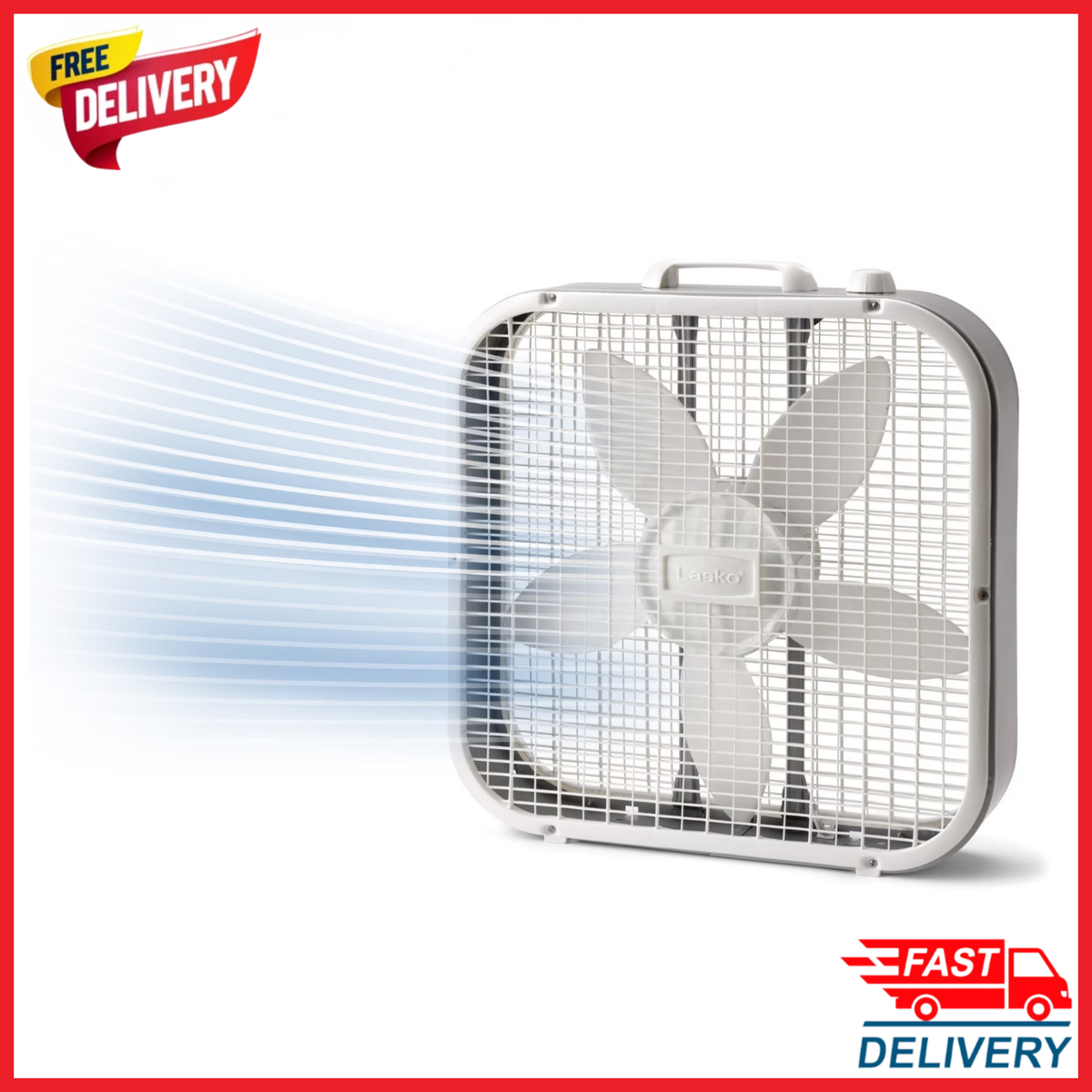 Lasko 20 Inch Box Fan 3 Speed Weather Resistant Motor Portable