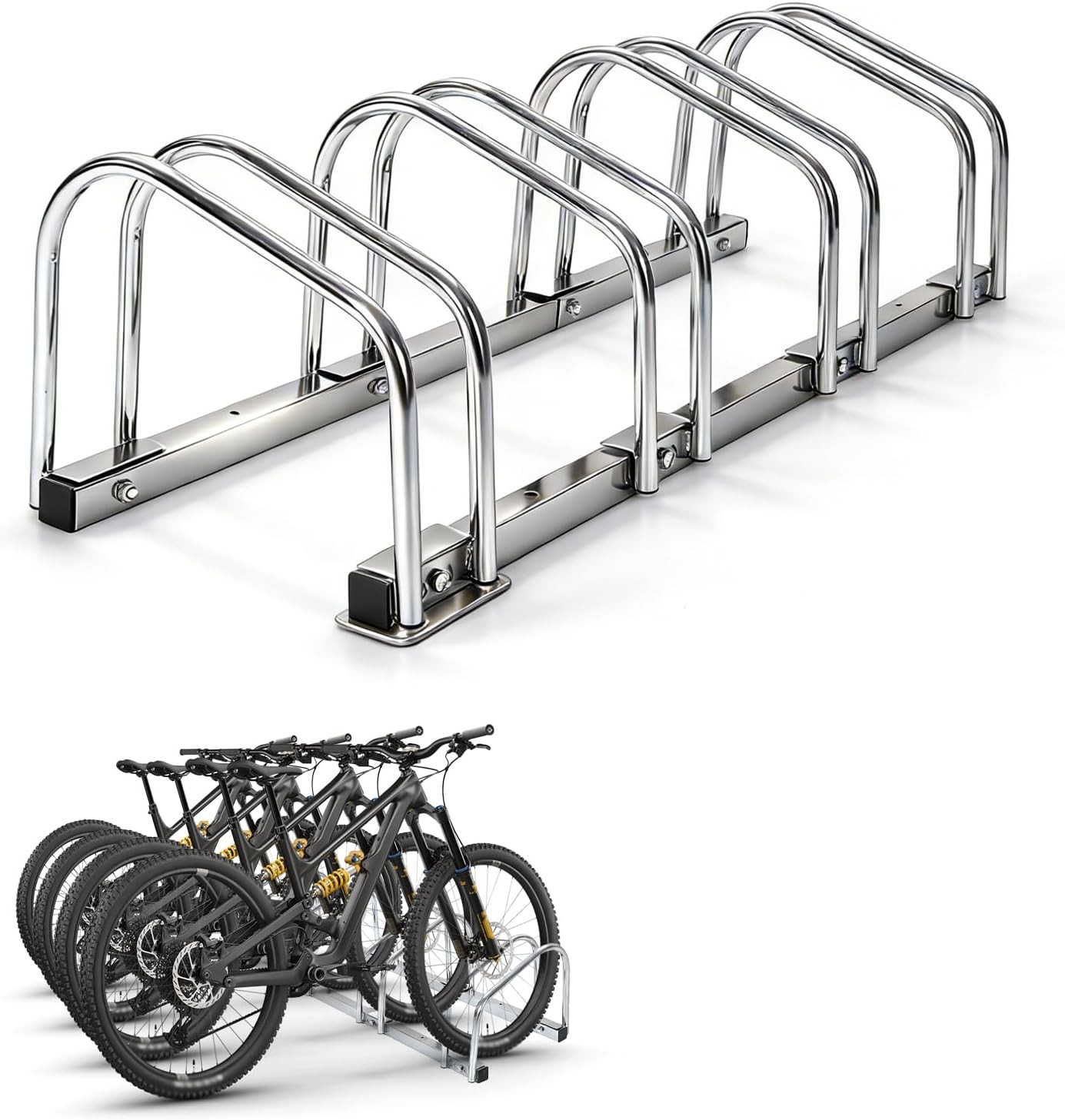 2-6 Compartment Bike Storage Rack Bicycle Floor Parking Stand for Home Garage