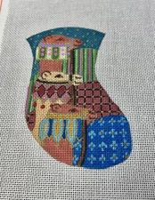LIZ/SUSAN ROBERTS HAND PAINTED NEEDLEPOINT CANVAS MINI STOCKING CAMELS, 18CT