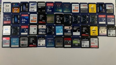 50x gebrauchte SD Karten Konvolut, 32MB - 64GB, verschiedene Hersteller