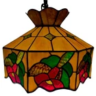 VTG Large Tiffany Style Stained Glass Slag Glass Hanging Light Fixture Bar Lamp