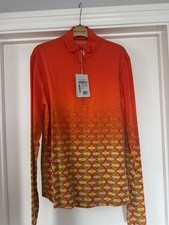 Emilio Pucci x Orlebar Brown Mens Quarter Zip Top Orange Print Size M NWT