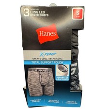 3 Tagless Hanes Mens Long Leg Boxer Briefs S/...