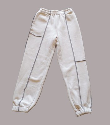 Princess Polly Baggy Sweatpants Joggers | Cream Contrast Stitch Size 6 NWT