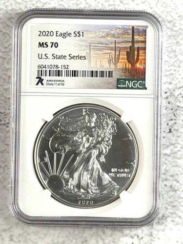 2020 ARIZONA $1 American Silver Eagle NGC MS70 US State Series 7K